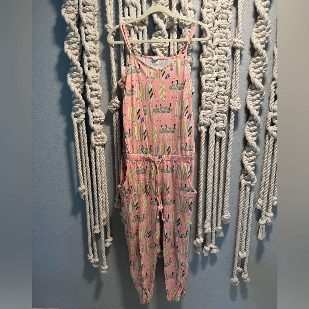 Women’s Retro pink surf pattern jumpsuit